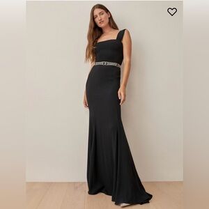 Reformation Ballina Long Floor Length Dress in Black Size 2